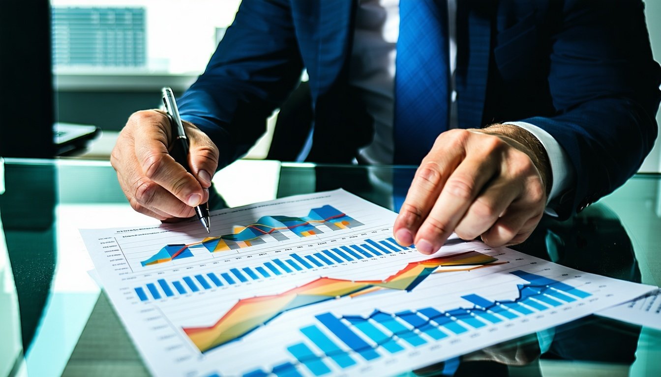 A financial advisor analyzing charts that compare